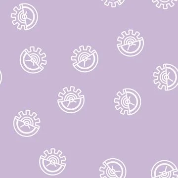 Gear time planning process line vector seamless pattern Stock Illustration