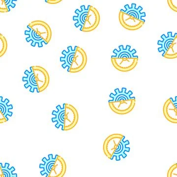 Gear time planning process vector seamless pattern Stock Illustration