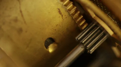 Gear train. Pendulum clock. Stock Footage 33590861