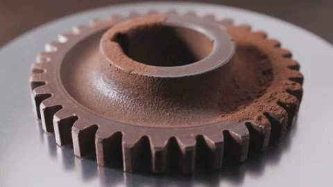 The gear train rotates smoothly on a round platform Stock Footage 167214117