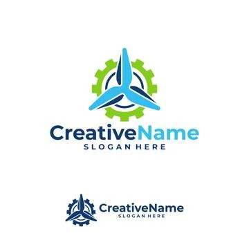 Gear turbine logo vector template, Creative wind power logo design concepts Stock Illustration