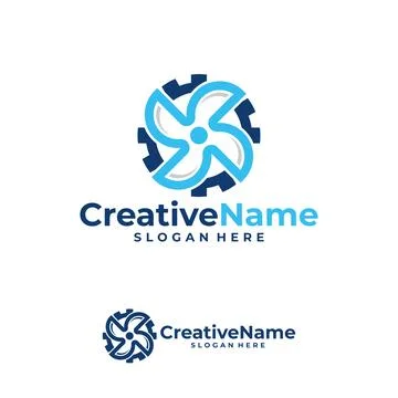 Gear turbine logo vector template, Creative wind power logo design concepts Stock Illustration