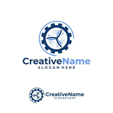 Gear turbine logo vector template, Creative wind power logo design concepts Stock Illustration
