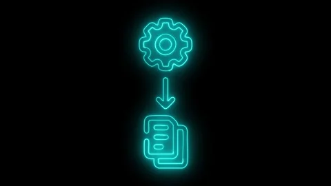 Gear turning with data flow neon light motion Stock Footage 321752295