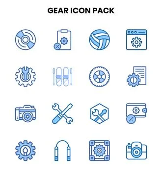 Gear Two Colour Bundle Icons Pack イラスト素材