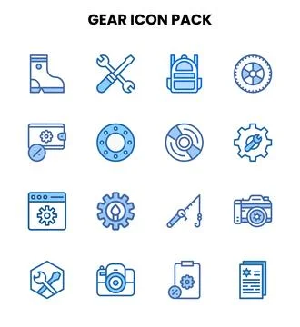 Gear Two Colour Graphics Icons Pack Stock Illustration