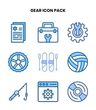 Gear Two Colour Vector Icons Pack Stock Illustration