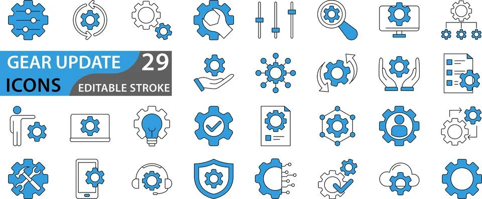 Gear Update icon set Stock Illustration