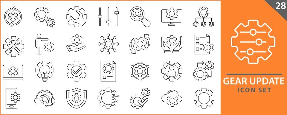 Gear Update icon set Stock Illustration