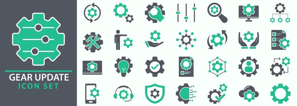 Gear Update icon set Stock Illustration