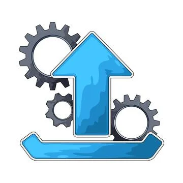Gear with Upload Arrow illustration 스톡 일러스트