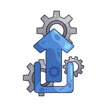Gear with Upload Arrow illustration 스톡 일러스트