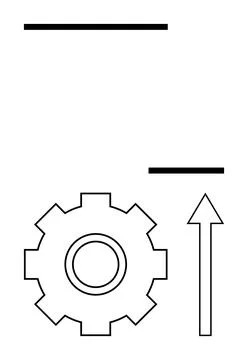 Gear with Upward Arrow Symbolizing Progress, Growth, and Development Illustrazione stock