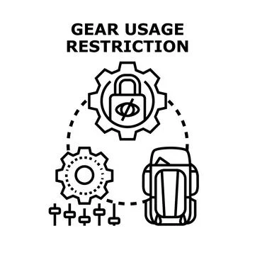 Gear usage restriction concept icon outline Stock Illustration