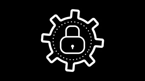 Gear with user icon transitioning from unlocked to locked state in clean an.. Stock Footage 342248188