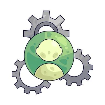 Gear with User illustration 스톡 일러스트