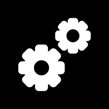 Gear vector icon. Black and white two gears illustration. Solid linear icon. Stockillustratie