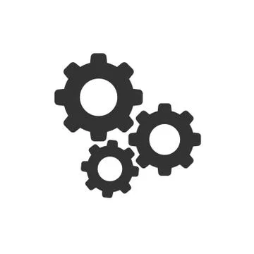 Gear vector icon in flat style. Cog wheel illustration on white background. G Ilustración de archivo