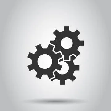 Gear vector icon in flat style. Cog wheel illustration on white isolated back Ilustración de archivo