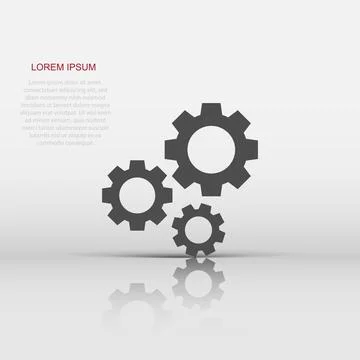 Gear vector icon in flat style. Cog wheel illustration on white isolated ba.. Stock Illustration