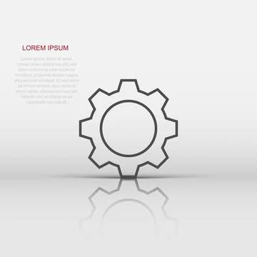 Gear vector icon in flat style. Cog wheel illustration on white isolated ba.. Stock Illustration