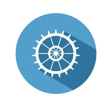 Gear vector icon.flat style of a gear wheel on a circular background with a l 스톡 일러스트