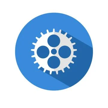 Gear vector icon.flat style of a gear wheel on a circular background with a l Stock Illustration
