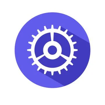 Gear vector icon.flat style of a gear wheel on a circular background with a l Illustrazione stock