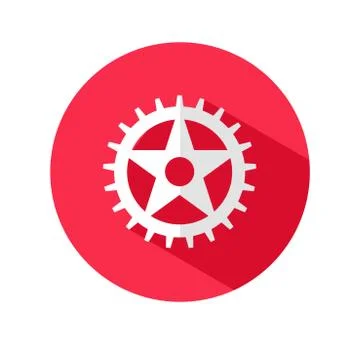 Gear vector icon.flat style of a gear wheel on a circular background with a l Illustrazione stock