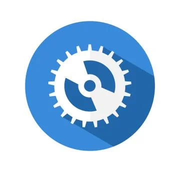 Gear vector icon.flat style of a gear wheel on a circular background with a l 库存插图