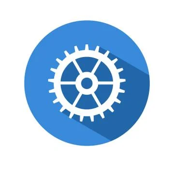 Gear vector icon.flat style of a gear wheel on a circular background with a l Stock Illustration