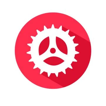 Gear vector icon.flat style of a gear wheel on a circular background with a l Illustrazione stock