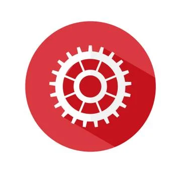 Gear vector icon.flat style of a gear wheel on a circular background with a l Stock Illustration