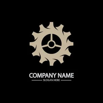 Gear vector logo isolated on a black background. Icon silhouette design templ Stock Illustration