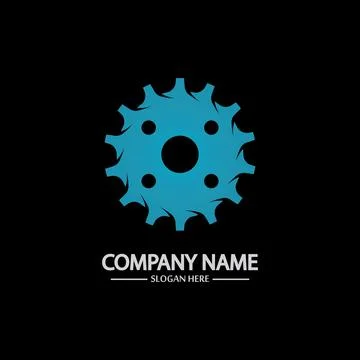 Gear vector logo isolated on a black background. Icon silhouette design templ Stock Illustration