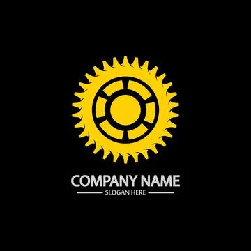 Gear vector logo isolated on a black background. Icon silhouette design templ Stock Illustration