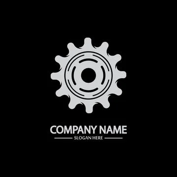 Gear vector logo isolated on a black background. Icon silhouette design templ Stock Illustration