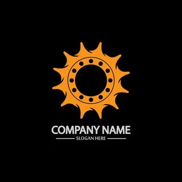Gear vector logo isolated on a black background. Icon silhouette design templ Stock Illustration