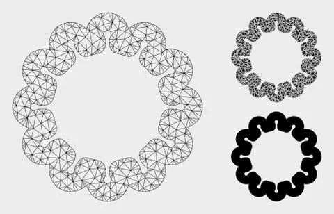 Gear Vector Mesh Carcass Model and Triangle Mosaic Icon 库存插图