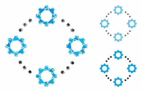 Gear virtual connection Composition Icon of Unequal Elements Stock Illustration