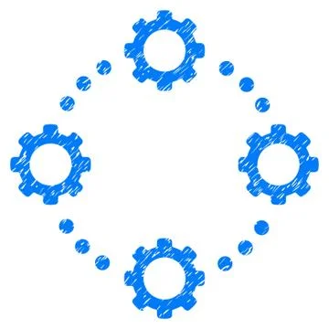 Gear Virtual Connection Grainy Texture Icon Illustrazione stock