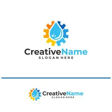 Gear water logo design vector template, Creative gear water drop logo conce.. 스톡 일러스트