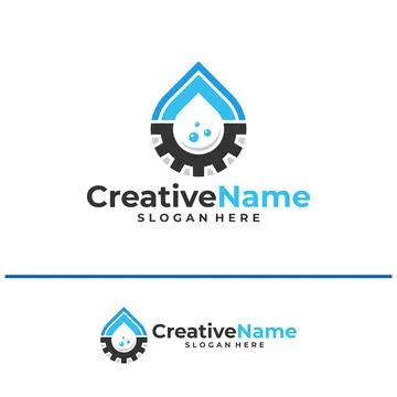 Gear water logo design vector template, Creative gear water drop logo conce.. 스톡 일러스트