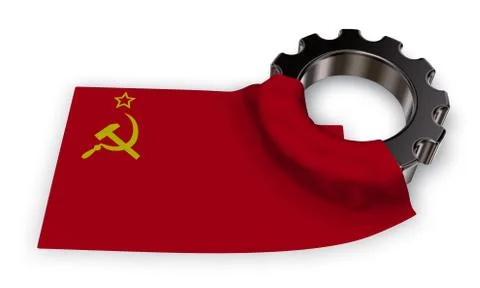 Gear wheel and flag of  the soviet union - 3d rendering Stock Illustration