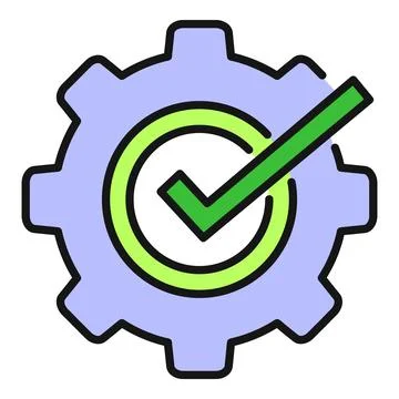 Gear wheel with check mark, successful setting concept Stock Illustration