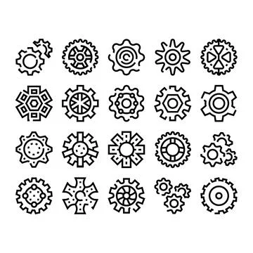 Gear wheel cog mechanic technology icons set Stock Illustration