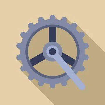 Gear wheel with cogs rotating clockwise with long shadow Stock Illustration