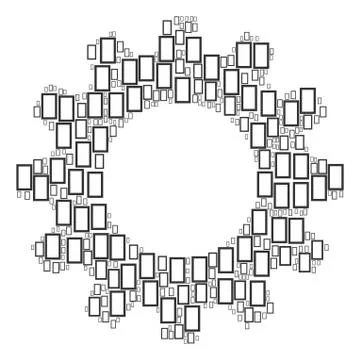 Gear Wheel Composition of Contour Rectangle Icons Illustrazione stock