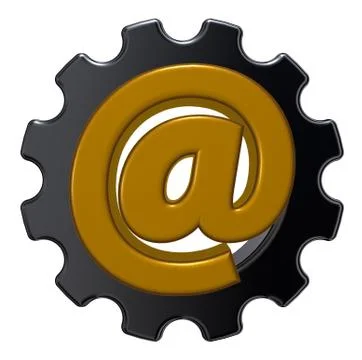 Gear wheel with email alias inside - 3d illustration Stock Illustration