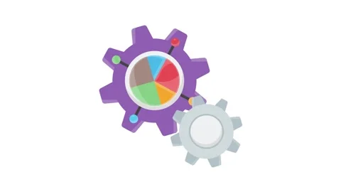 A gear wheel featuring a pie chart overlay, symbolizing the integration of .. Stock Footage 332479721